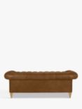 John Lewis Cromwell Chesterfield Grand 4 Seater Leather Sofa, Light Leg, Demetra Light Tan