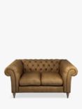 John Lewis Cromwell Chesterfield Small 2 Seater Leather Sofa, Light Leg, Demetra Light Tan
