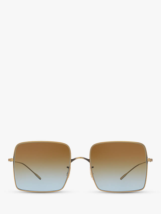 Oliver Peoples OV1236S Women's Rassine Oversized Square Sunglasses, Antique Gold/Brown Gradient