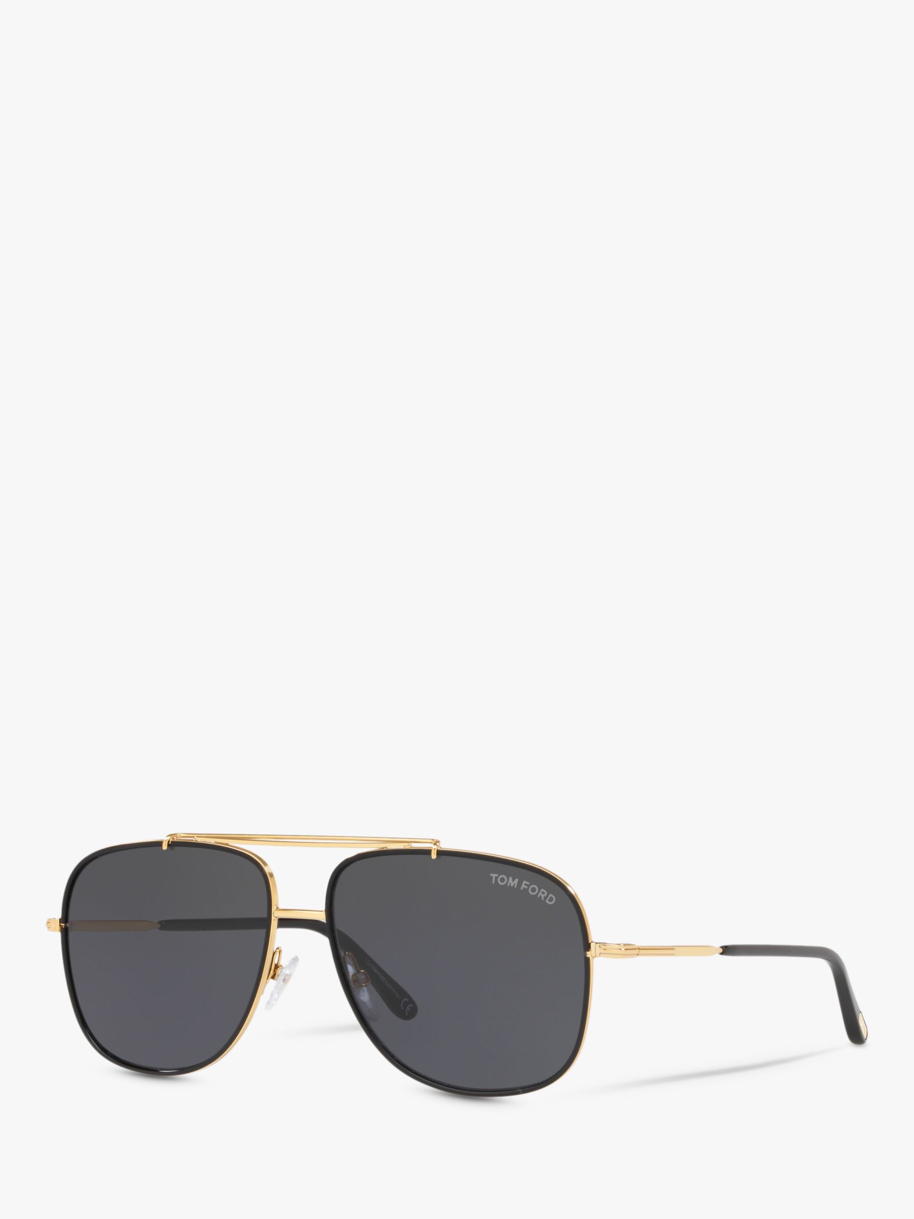 FORD FT0693 Men's Benton Square Sunglasses, Gold/Black at John Lewis & Partners