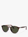 Persol PO3092SM Men's Oval Sunglasses, Tortoise/Green