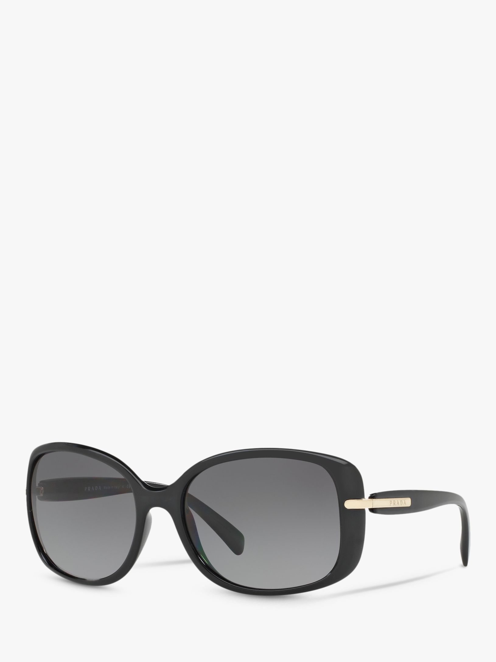 Prada PR 08OS Women's Polarised Rectangular Sunglasses, Black/Grey Gradient at John Lewis & Partners