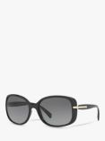 Prada PR 08OS Women's Polarised Rectangular Sunglasses, Black/Grey Gradient