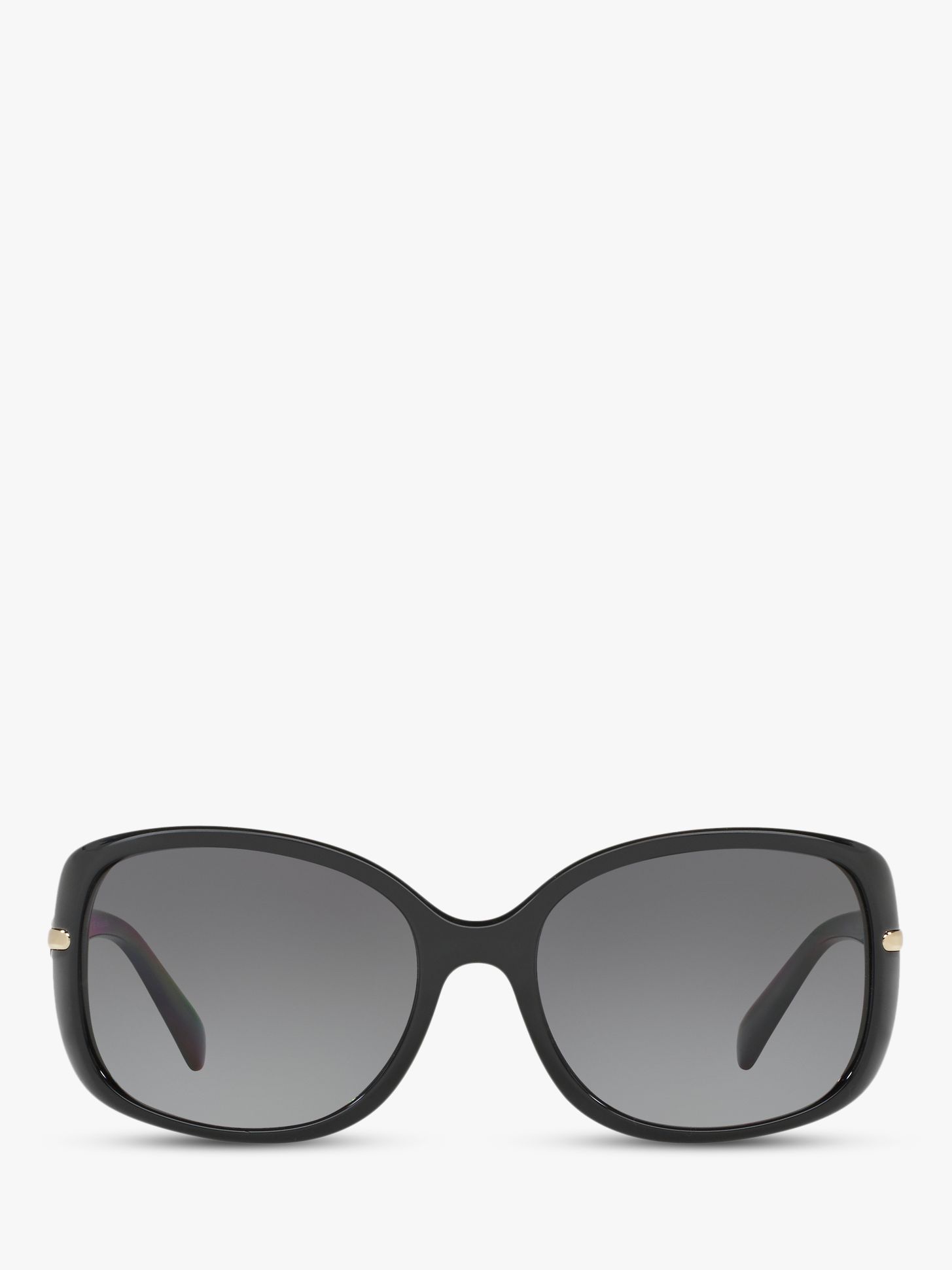 Prada PR 08OS Women's Polarised Rectangular Sunglasses, Black/Grey Gradient