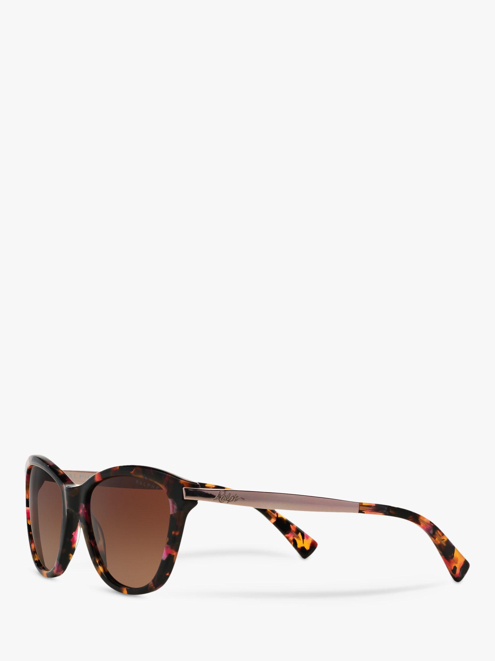 Ralph RA5201 Polarised Cat's Eye Sunglasses, Pink Tortoise/Brown Gradient