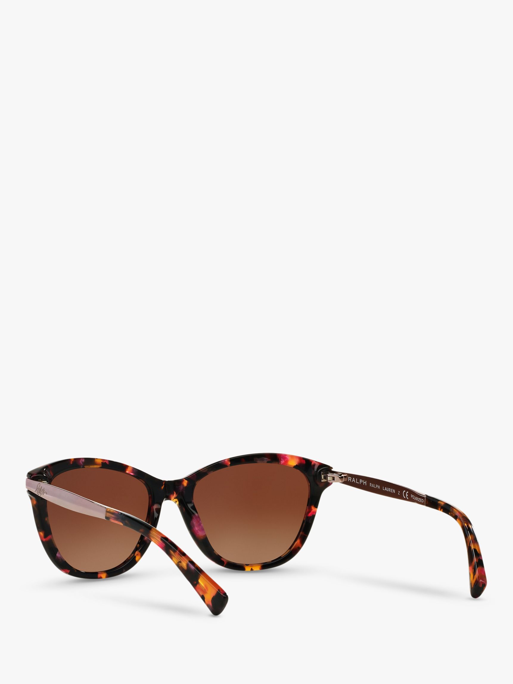 Ralph RA5201 Polarised Cat's Eye Sunglasses, Pink Tortoise/Brown Gradient