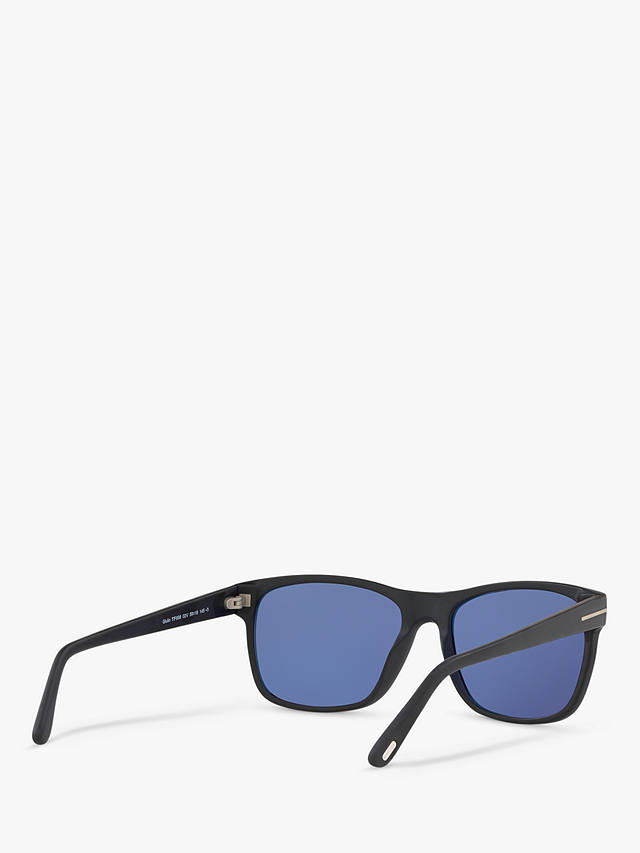 TOM FORD FT0698 Men's Giulio Polarised Square Sunglasses, Matte Black/Blue