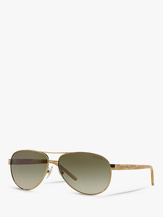 Ralph Lauren RA4004 Women's Aviator Sunglasses, Gold/Brown Gradient