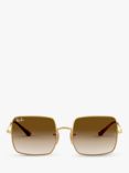 Ray-Ban RB1971 Unisex Square Sunglasses, Gold/Brown Gradient