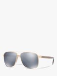 Versace VE2174 Men's Polarised Square Sunglasses, Gold/Mirror Grey