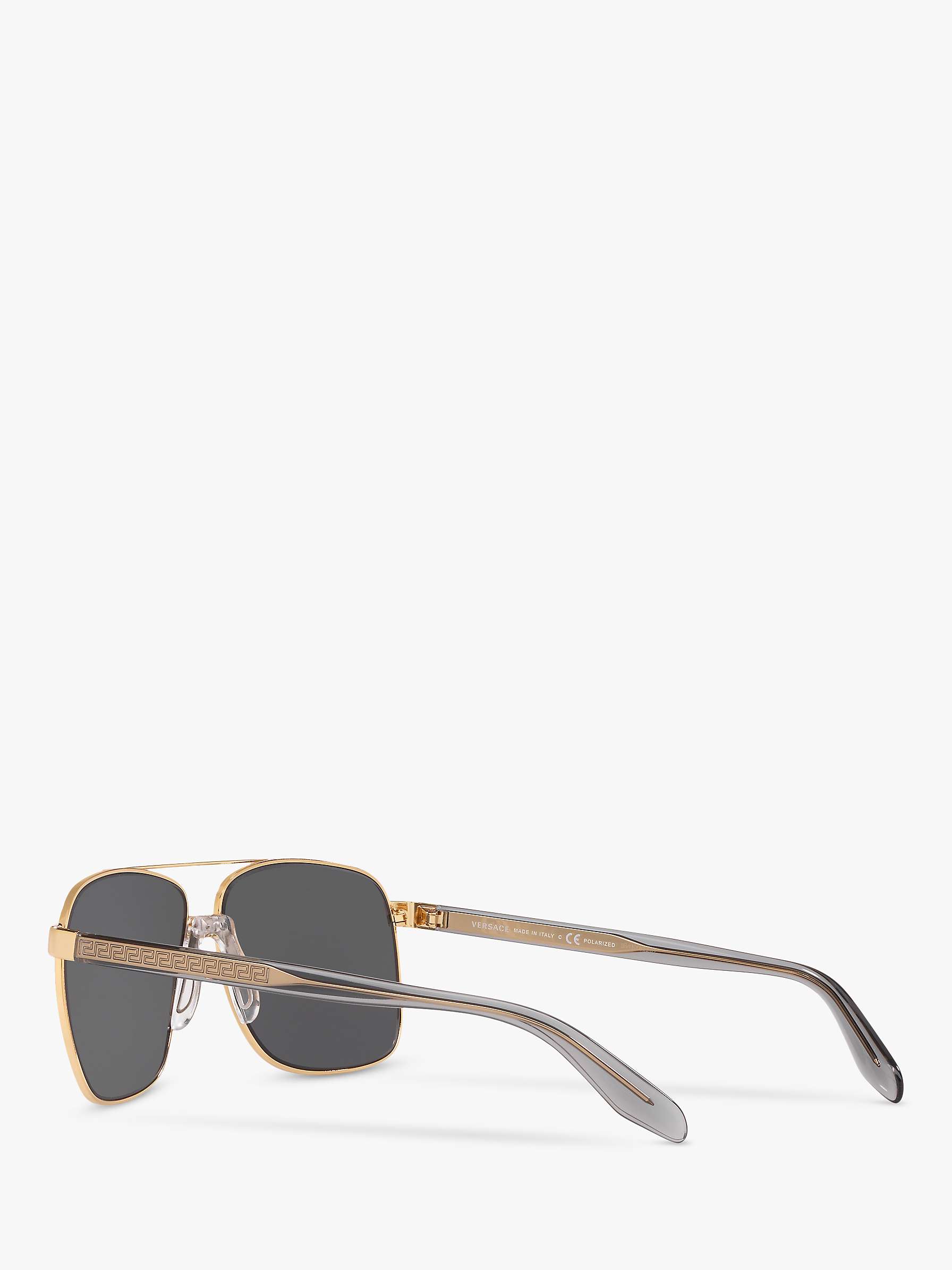 Versace VE2174 Men's Polarised Square Sunglasses, Gold/Mirror Grey at ...