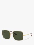 Ray-Ban RB1971 Unisex Square Sunglasses, Gold/Green