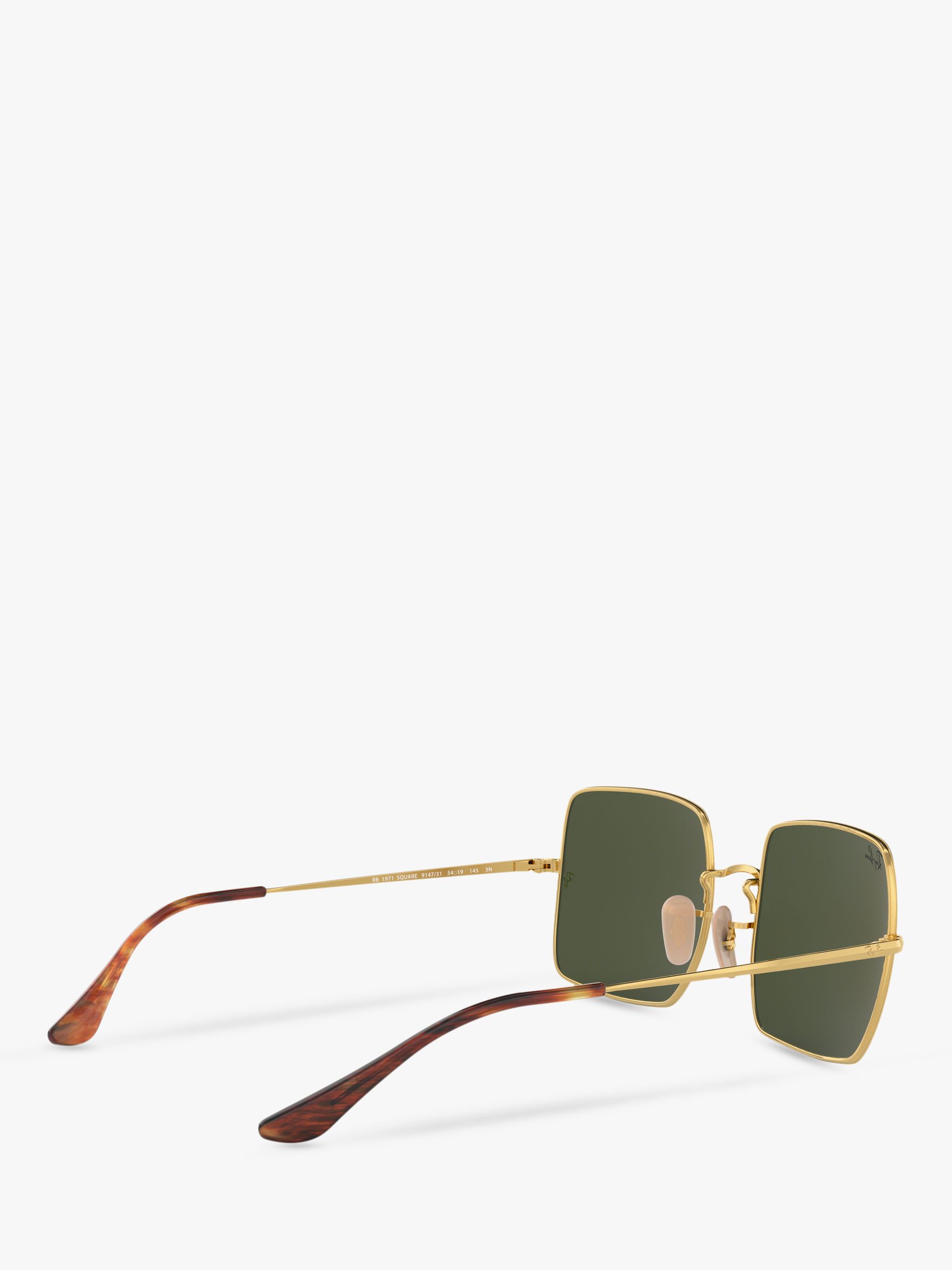 Ray-Ban RB1971 Unisex Square Sunglasses, Gold/Green at John Lewis ...