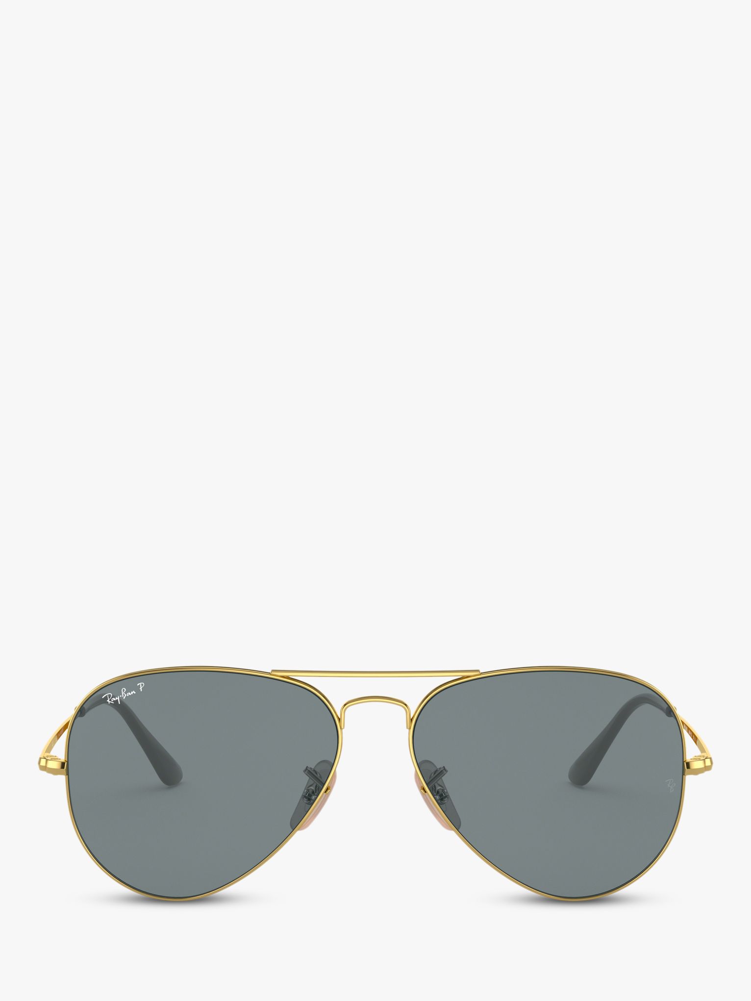 Ray-Ban RB3689 Unisex Polarised Aviator Sunglasses, Gold/Blue