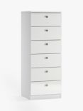 ANYDAY John Lewis & Partners Mix it Narrow 6 Drawer Chest, Nickel Knob Handles, Gloss White