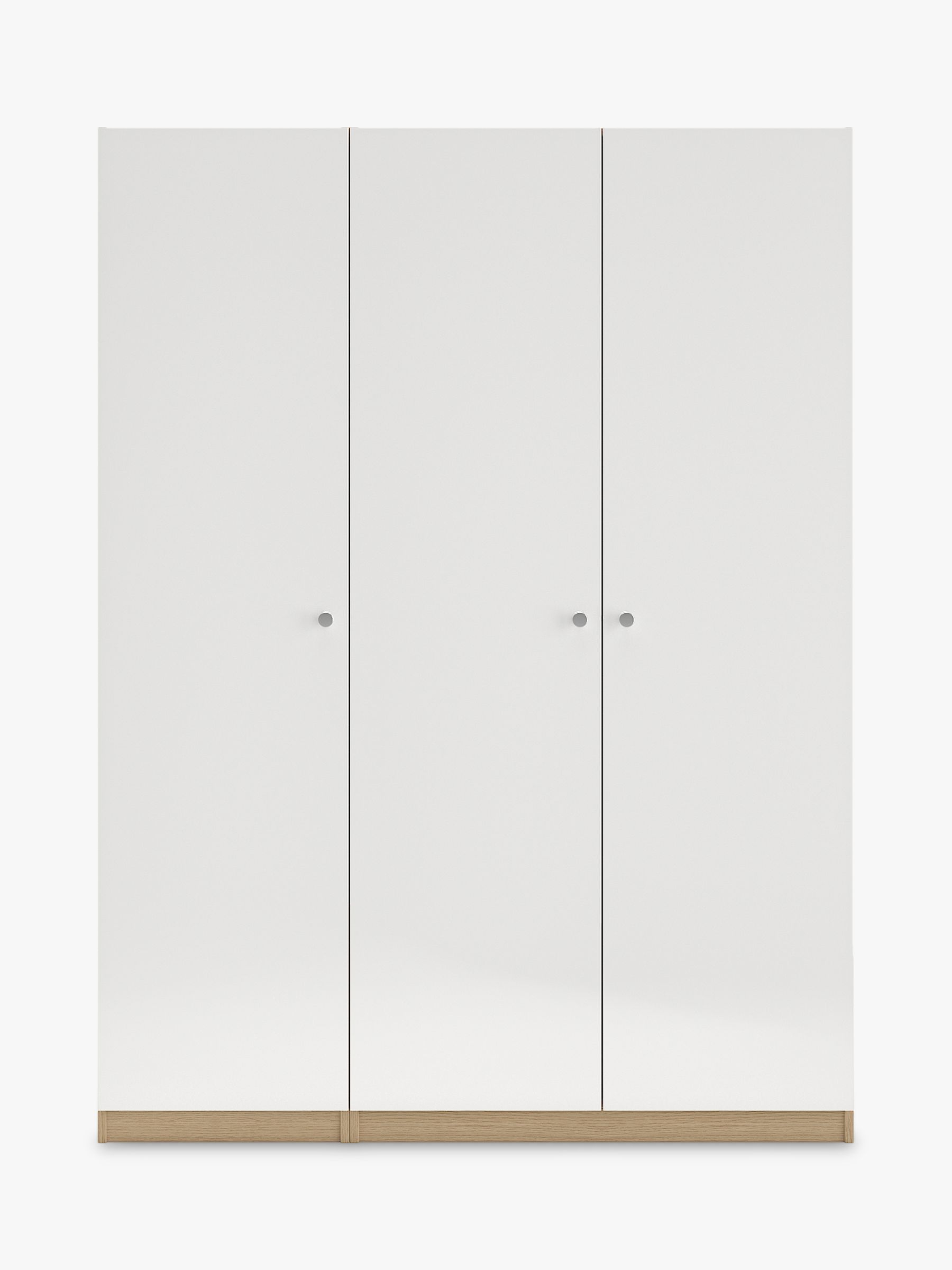 House by John Lewis Mix it Triple Wardrobe, Chrome Knob Handles, Oak