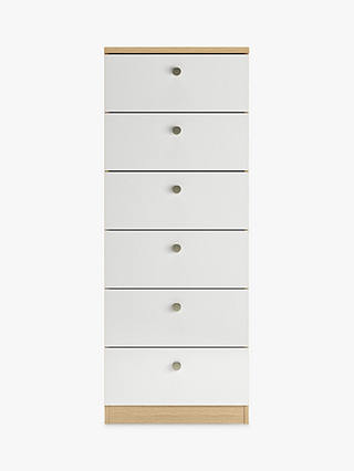 Anyday John Lewis Partners Mix It, White Monterey Tall 6 Drawer Dresser