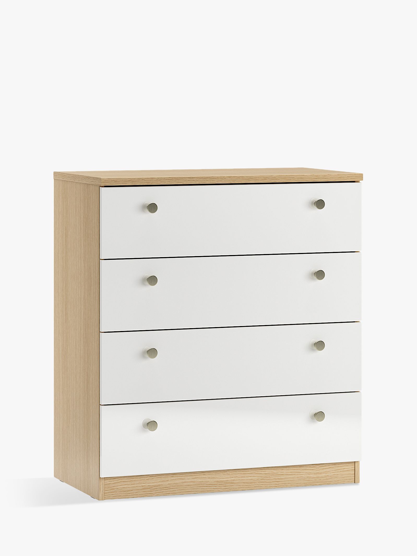 Photo of John lewis anyday mix it wide 4 drawer chest nickel knob handles oak/gloss white