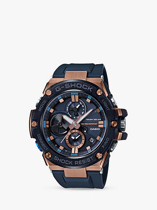 Casio GST-B100G-2AER Men's G-Shock G-Steel Chronograph Connected Resin Strap Watch, Navy