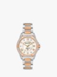 Bulova 98R234 Women's Marine Star 0.02ct Diamond Date Bracelet Strap Watch, Silver/Rose Gold