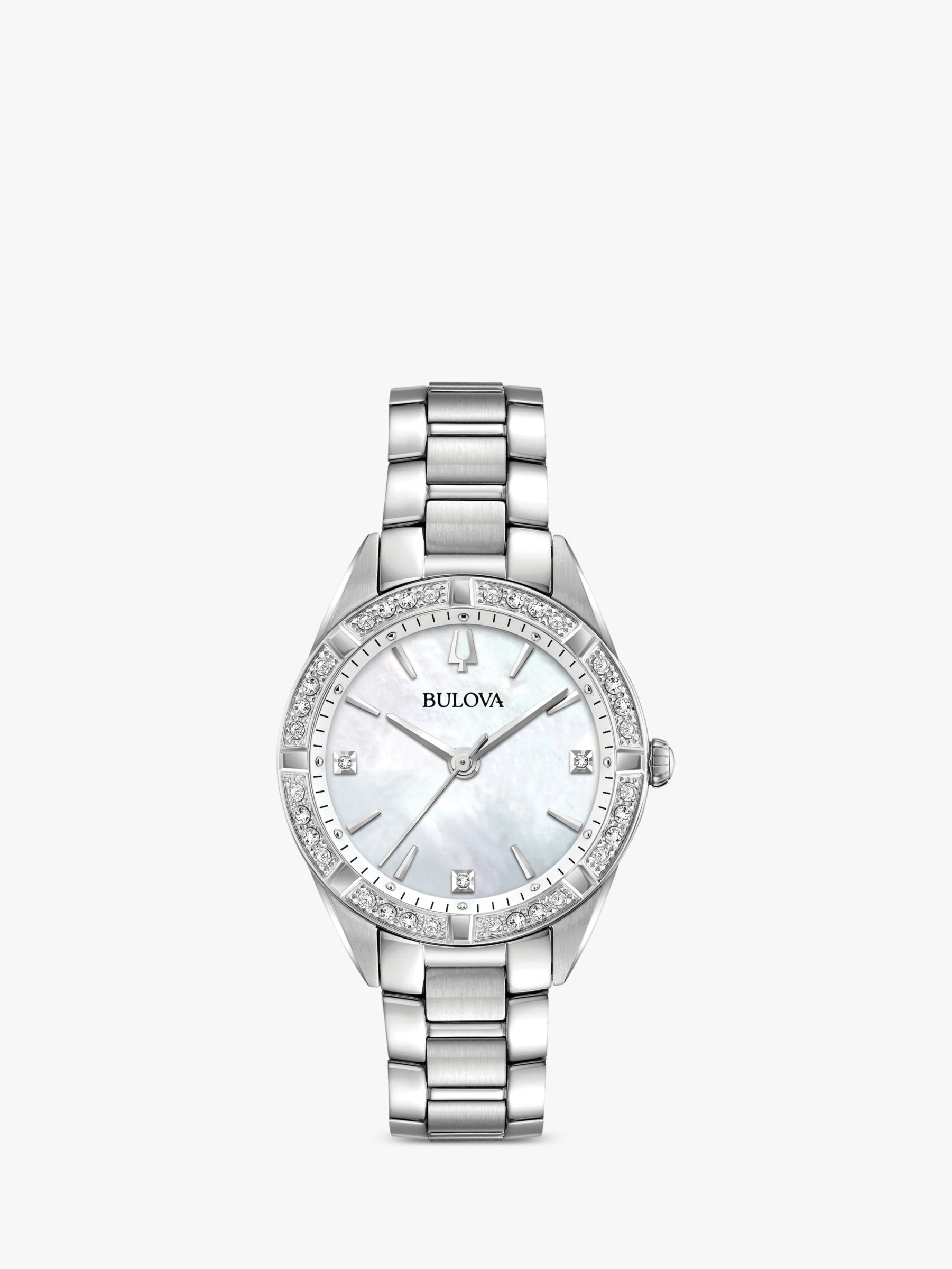 Bulova Women's Sutton Diamond Bracelet Strap Watch, Silver/Mother Of ...