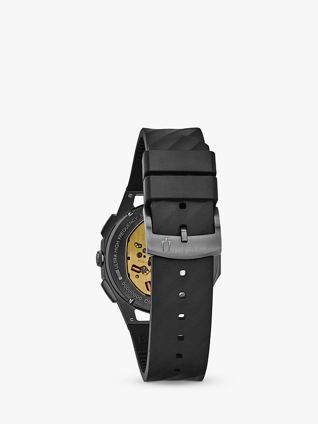 Bulova Men's Curv Chronograph Rubber Strap Watch, Black/Grey 98A162