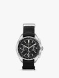 Bulova 96A225 Men's Archive Lunar Pilot Date Single Chronograph Fabric Strap Watch, Black