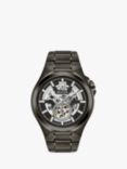 Bulova 98A179 Men's Automatic Skeleton Bracelet Strap Watch, Black