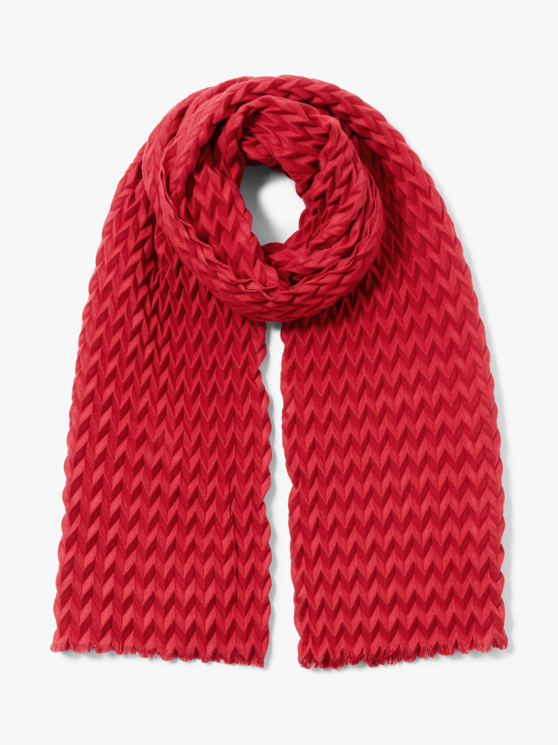 John Lewis & Partners Pleated Scarf, Red