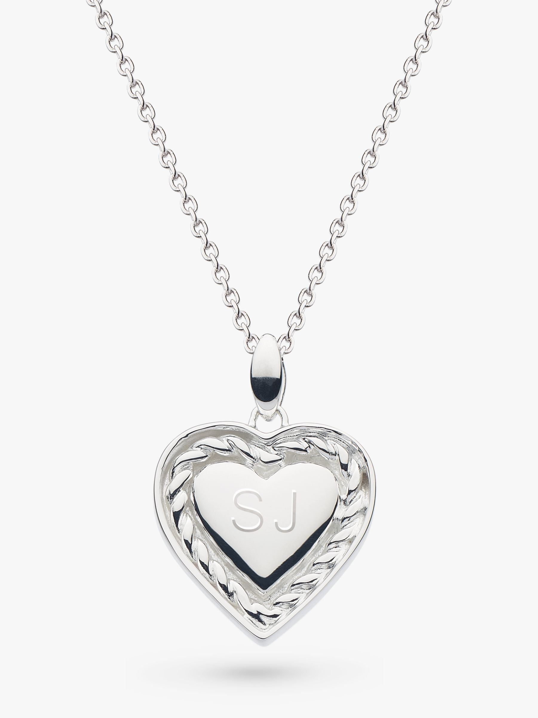 Kit Heath Personalised Sterling Silver Twist Heart Pendant Necklace, Silver