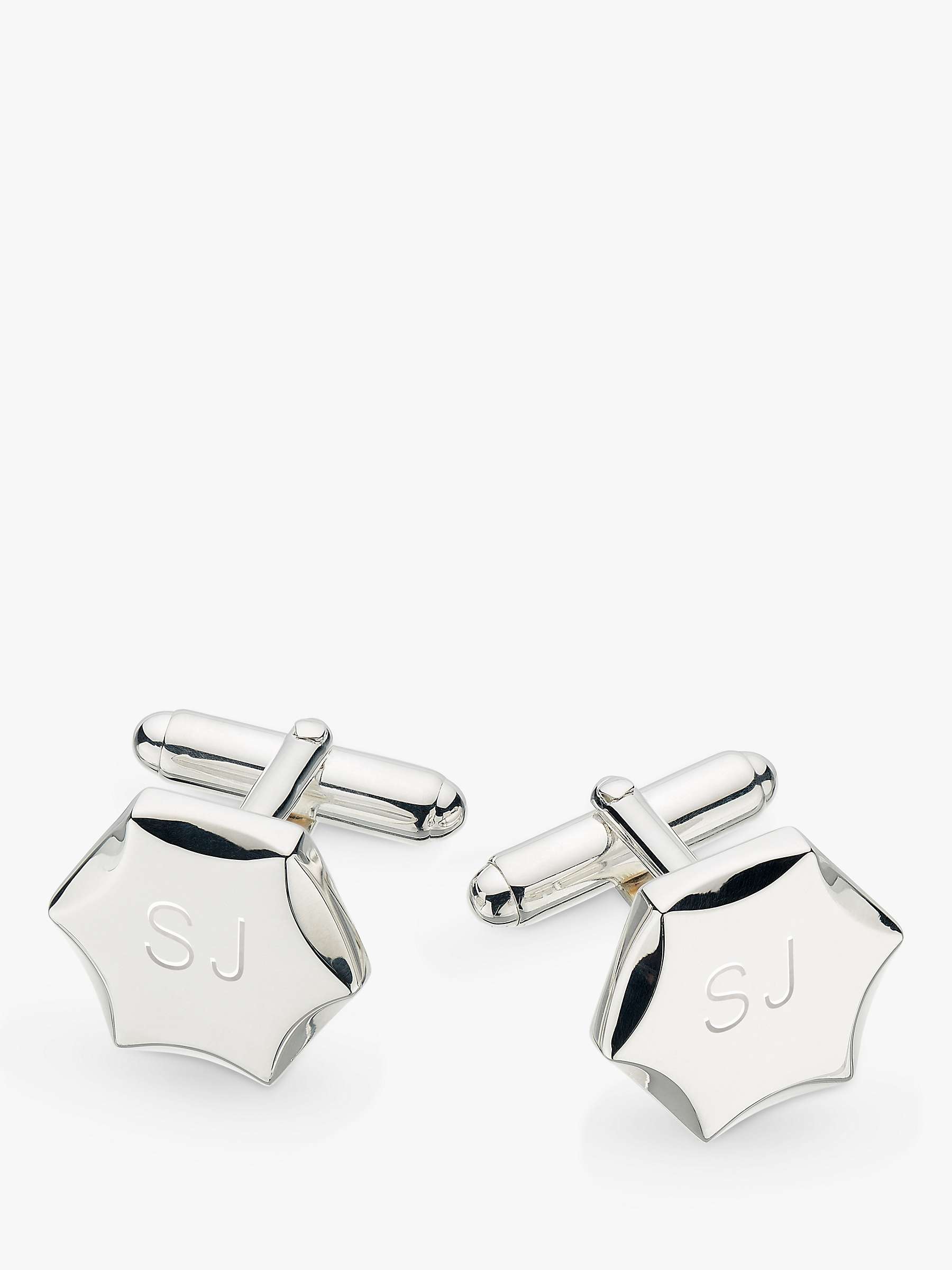 Buy Kit Heath Personalised Sterling Silver Hexagonal Cufflinks, Silver Online at johnlewis.com