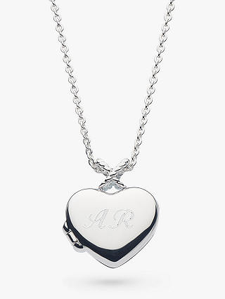 Kit Heath Personalised Sterling Silver Heart Locket Pendant Necklace, Silver