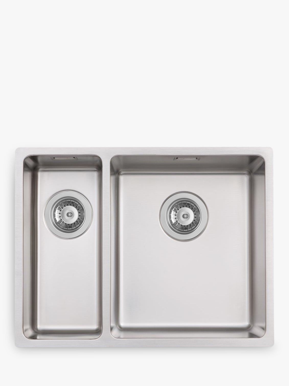 John Lewis 1.5 Right-Hand Bowl Squared Kitchen Sink, Stainless Steel