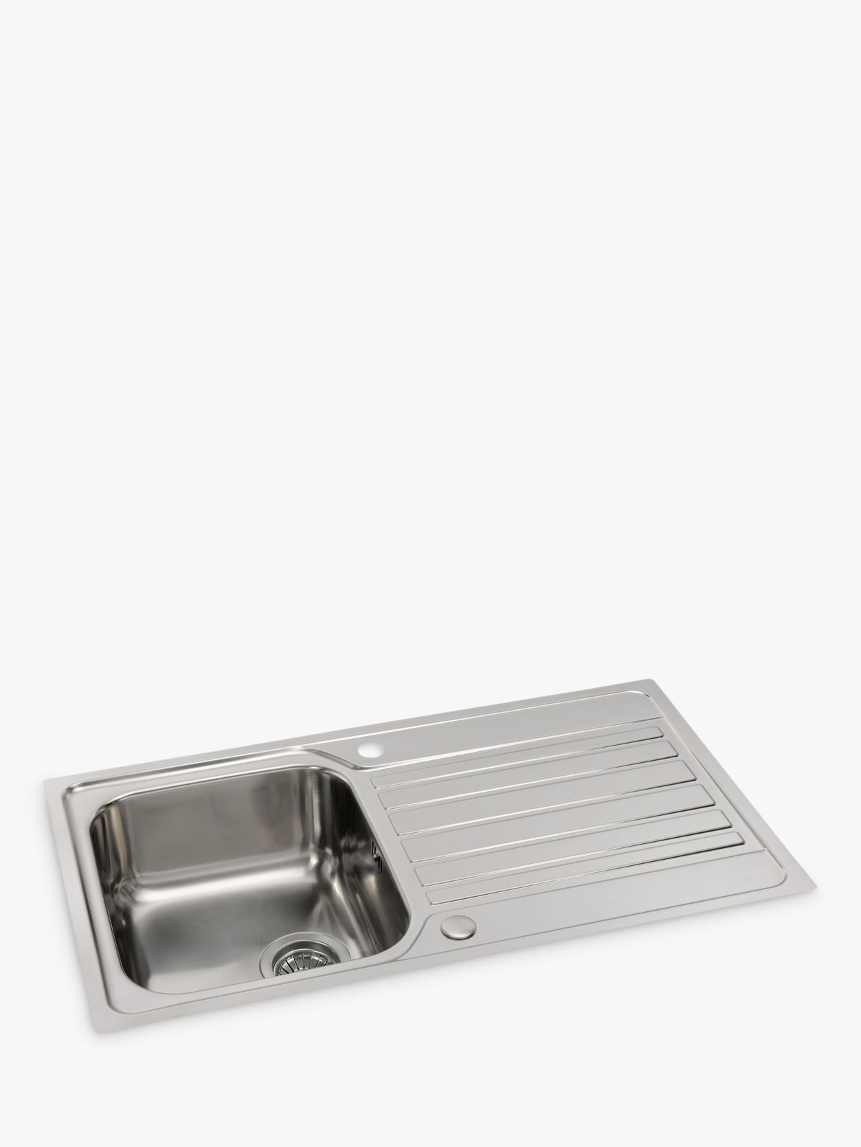 John Lewis Partners Single Bowl Inset Stainless Steel Kitchen Sink Drainer Brushed Steel