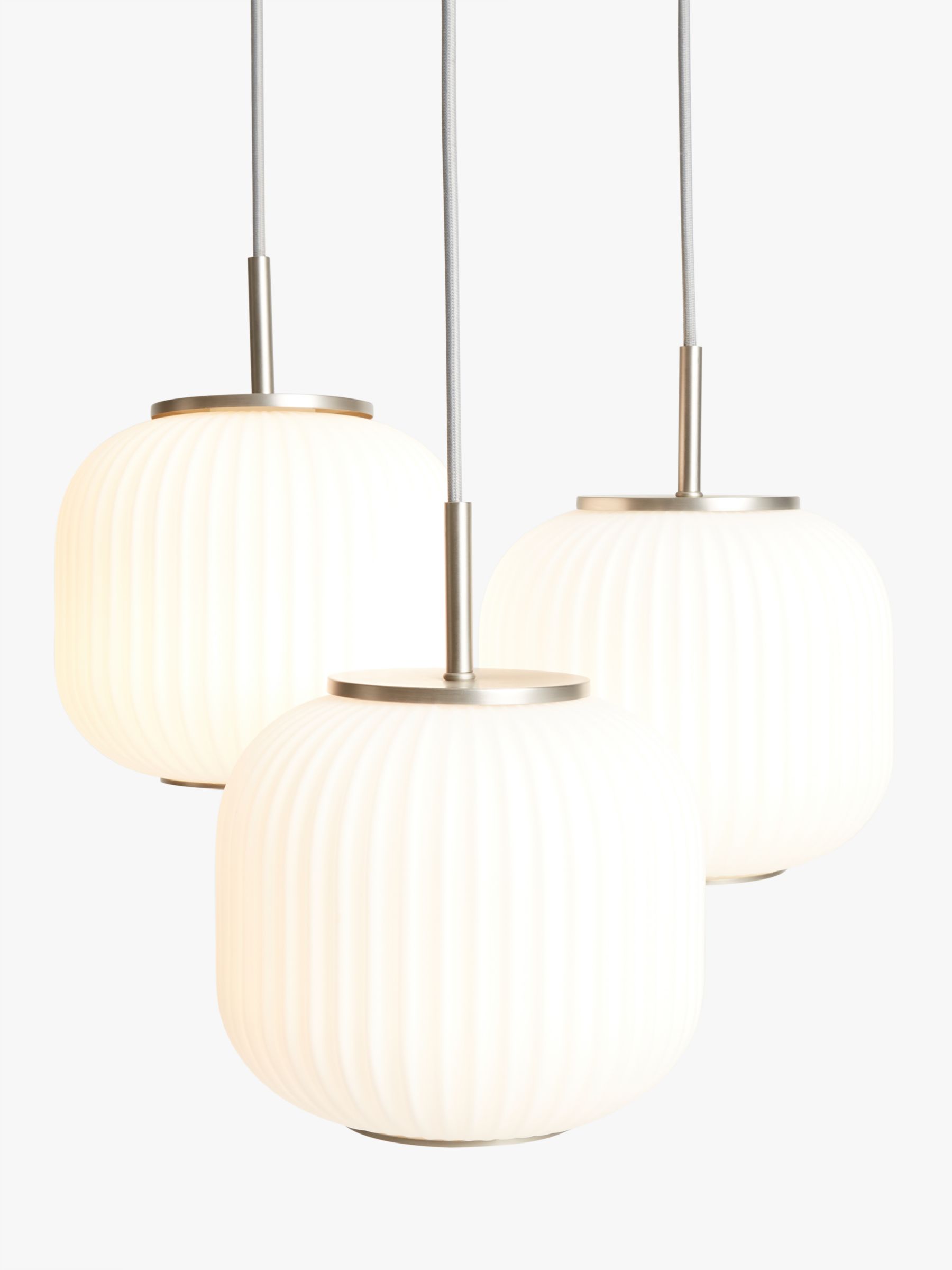 John Lewis & Partners Rise 3 Glass Pendant Cluster Ceiling Light, White