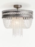 John Lewis Lucia Crystal Semi Flush Chandelier Ceiling Light, Clear