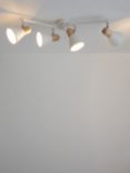 John Lewis SES LED 4 Spotlight Ceiling Bar, White/Wood