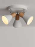 John Lewis SES LED 3 Spotlight Ceiling Plate, White/Wood