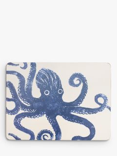 BlissHome Creatures Cork-Backed Sealife Placemats, Set of 4, Assorted, Blue/Orange