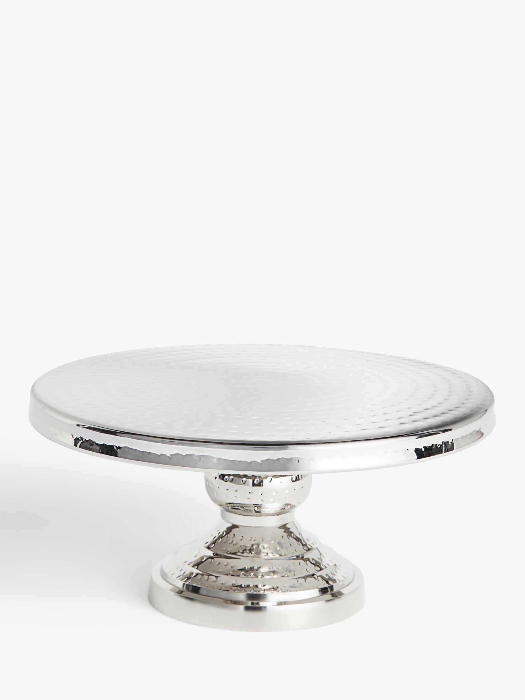 John Lewis & Partners Hammered Stainless Steel Cake Stand, Silver