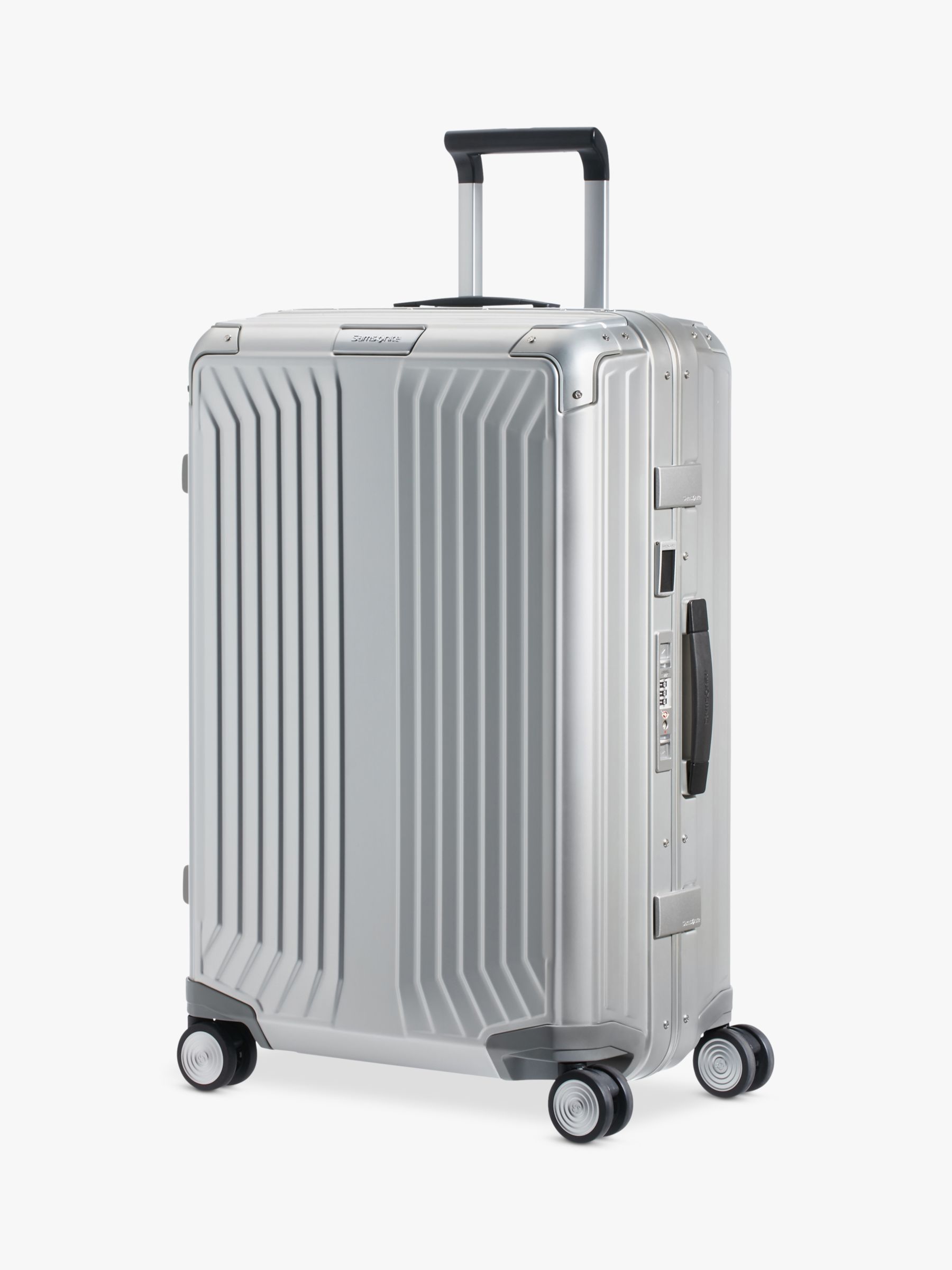 Samsonite Lite-Box 69cm 4-Spinner Wheel Aluminium Suitcase, Silver ...