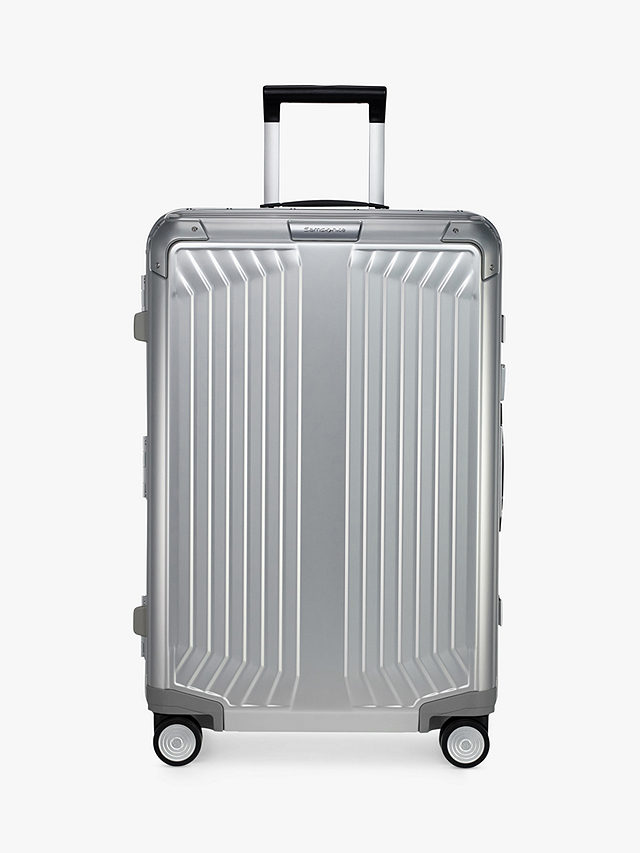 Samsonite Lite-Box 69cm 4-Spinner Wheel Aluminium Suitcase, Silver Metallic