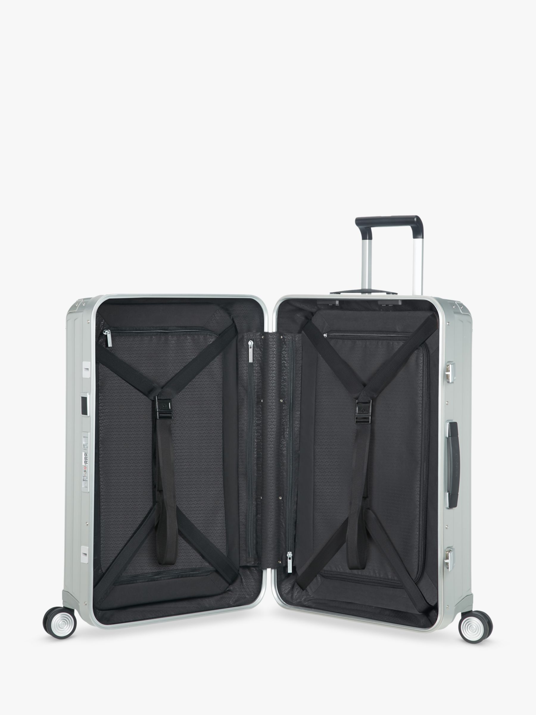 Samsonite Lite-Box 69cm 4-Spinner Wheel Aluminium Suitcase, Silver ...