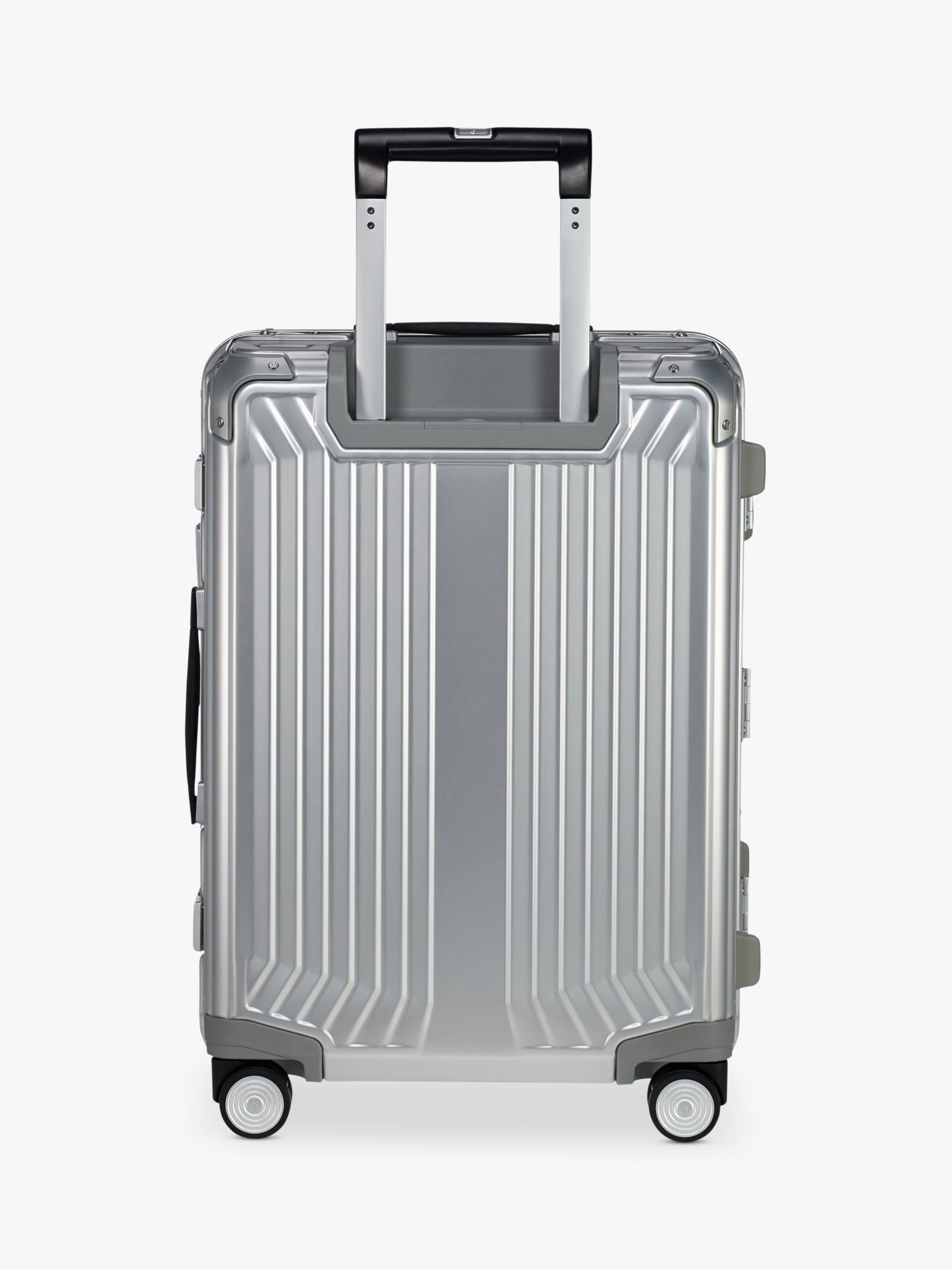 Samsonite Lite-Box 55cm 4-Spinner Wheel Aluminium Suitcase, Metallic Silver