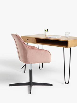 Partners Brooks Velvet Office Chair, Swivel Desk Chair Without Wheels Uk