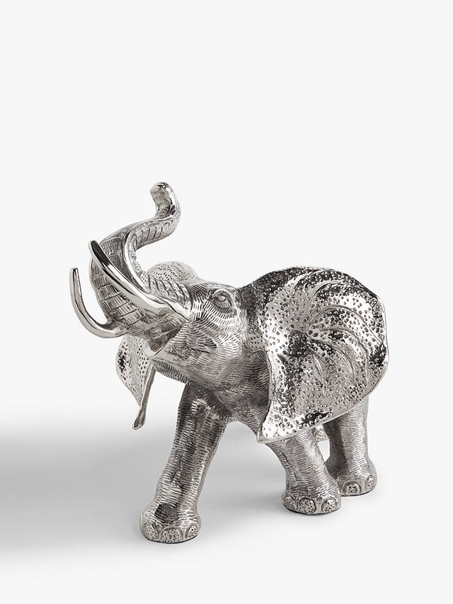 John Lewis & Partners Elephant Sculpture, H20cm, Antique Silver