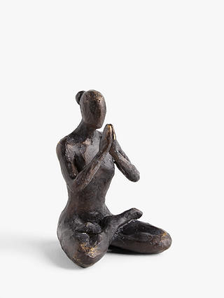 John Lewis & Partners Yoga Lotus Pose Sculpture, Bronze Metallic, H17cm
