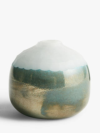 John Lewis & Partners Opal Effect Small Glass Vase, Green, H15.5cm