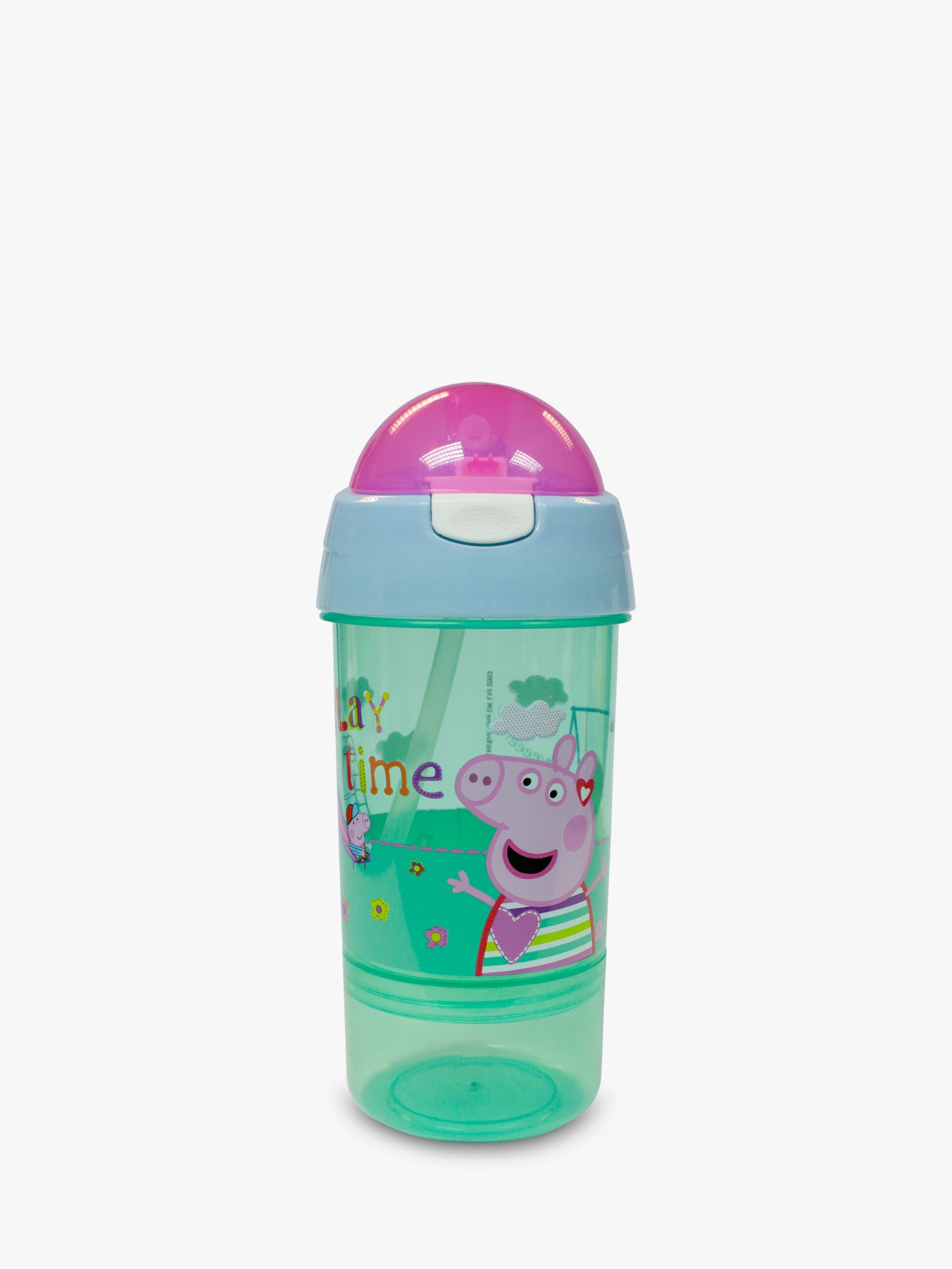 Peppa Pig Children's Sip and Snack Water Bottle, 380ml, Pink/Green