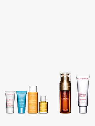 Clarins Beauty Flash Balm and Double Serum 50ml Bundle with Gift